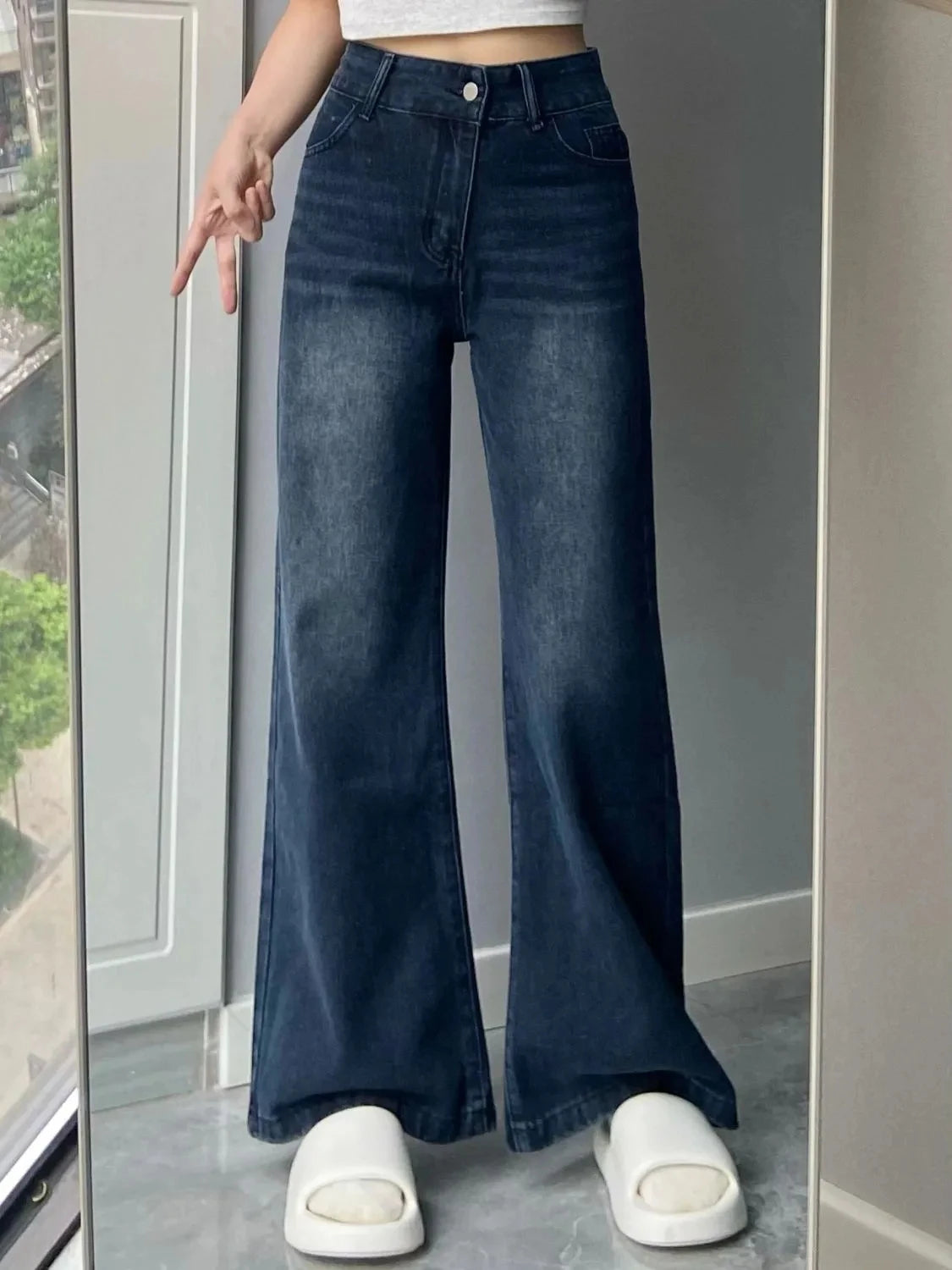 High Waist Flare Jeans Casual Trousers Women Autumn